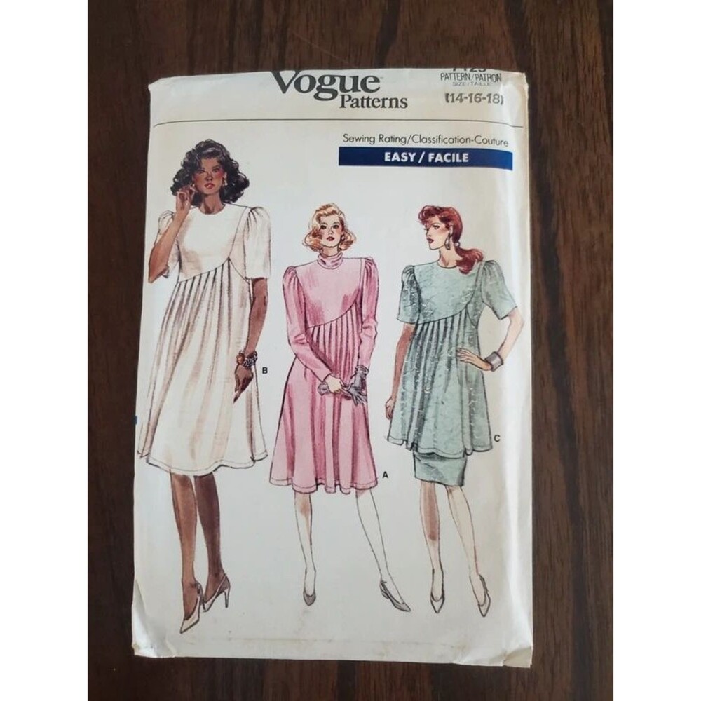 Vogue 7125 Vintage Maternity Dress Tunic Skirt Pattern 14 16 18 Uncut 1989